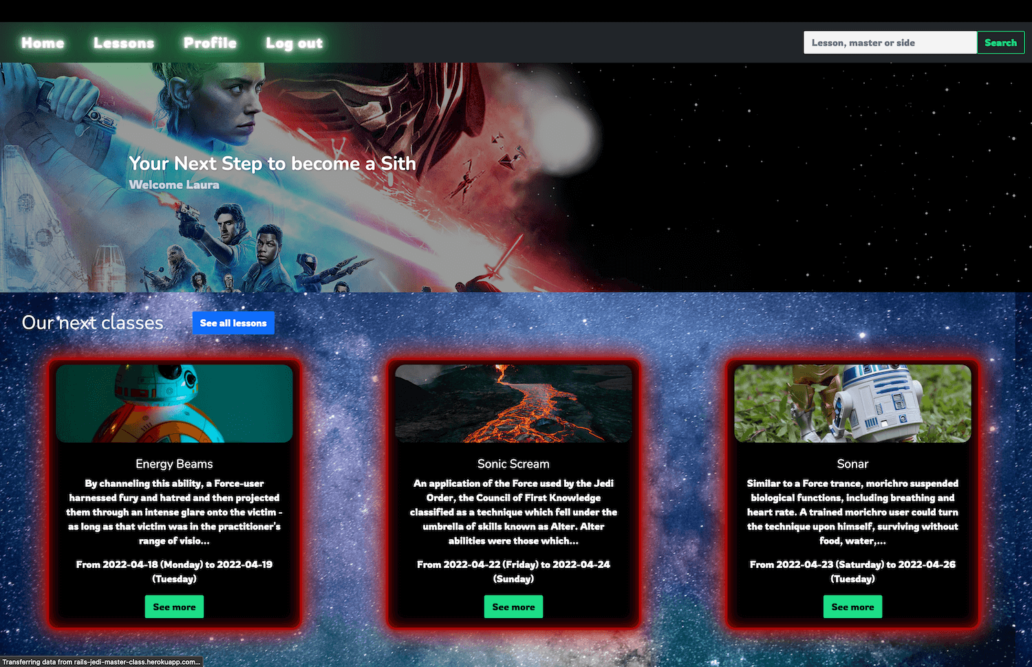 image of jedi master class site